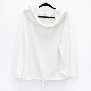 CASLON Women's White Cowl Neck Long Sleeve Pullover Sweater XL Drawstring